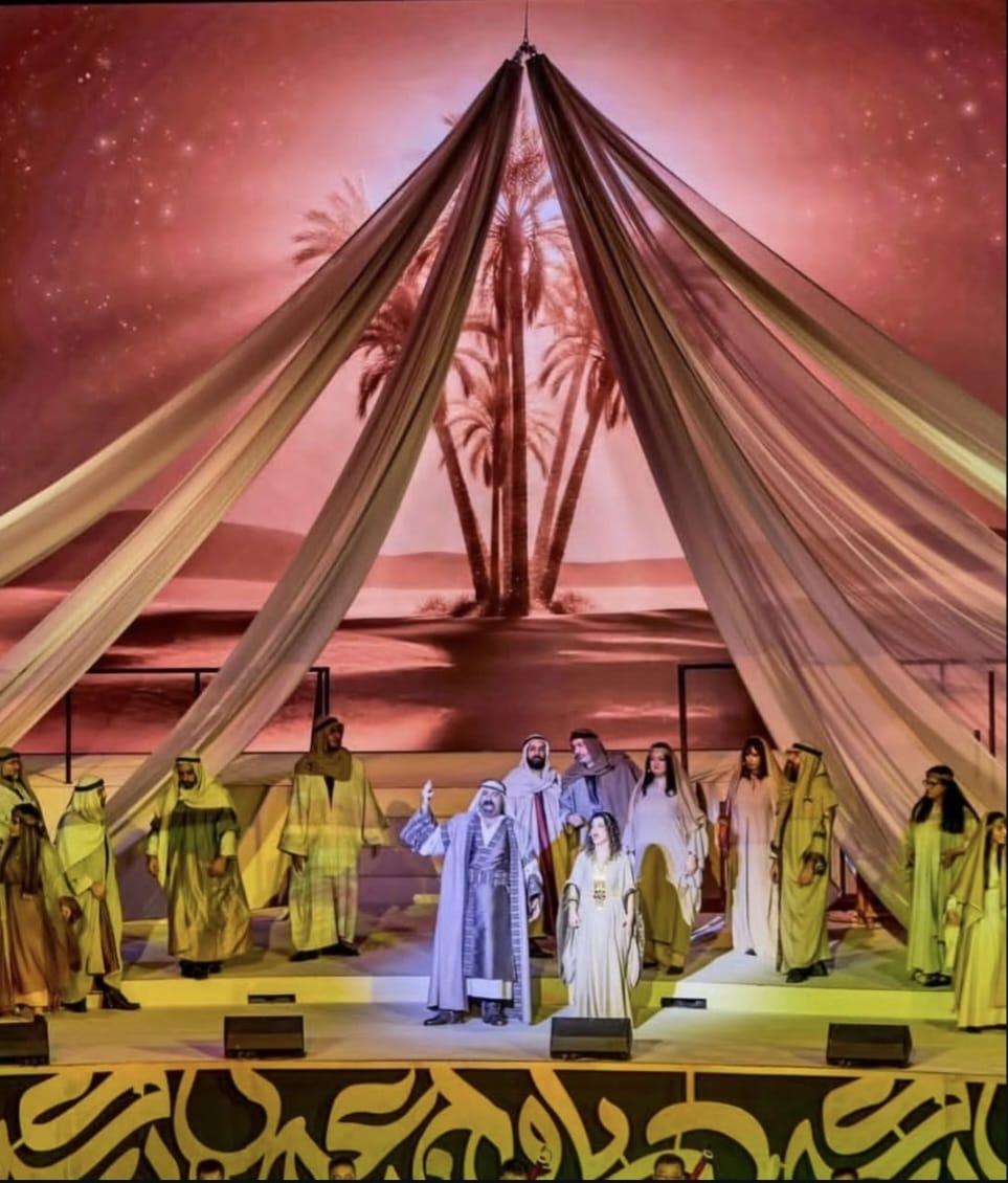 Audience experiencing the Arabic opera performance with emotional engagement